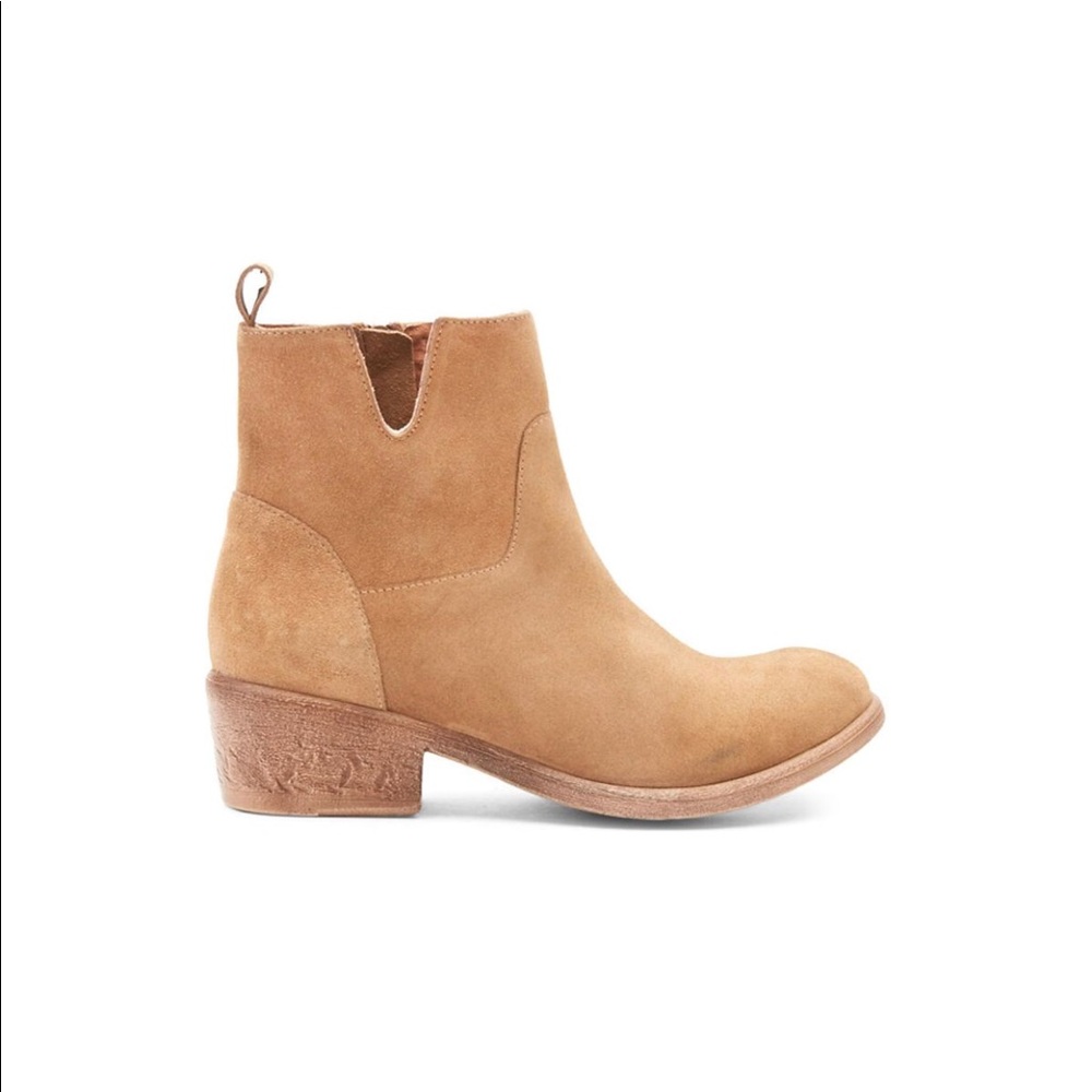 Notched Smooth Suede Distressed Heel Boots - Picture 6 of 8